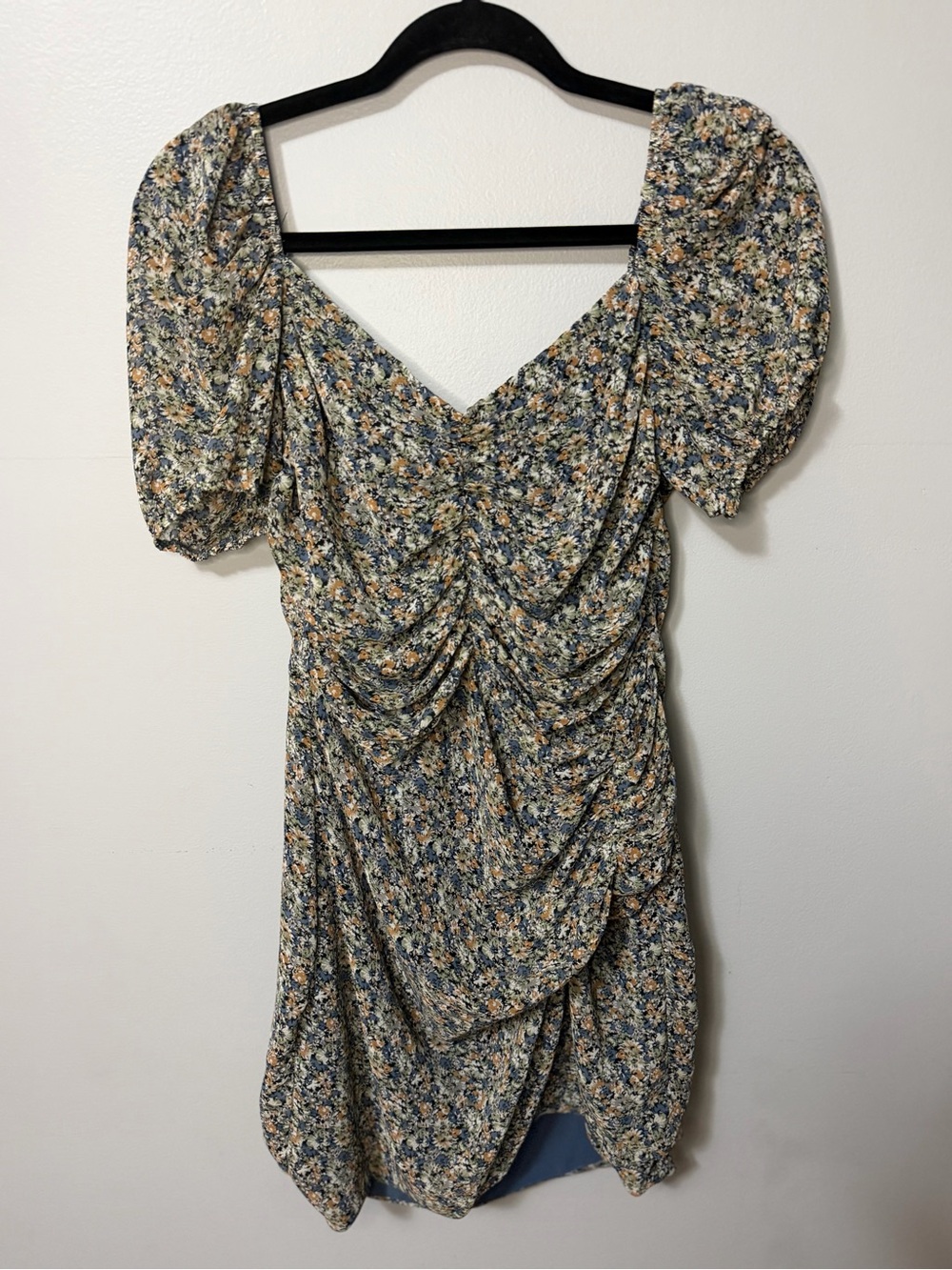 ASTR The Label Floral Ruched Puff Sleeve Mini Dress Cottagecore